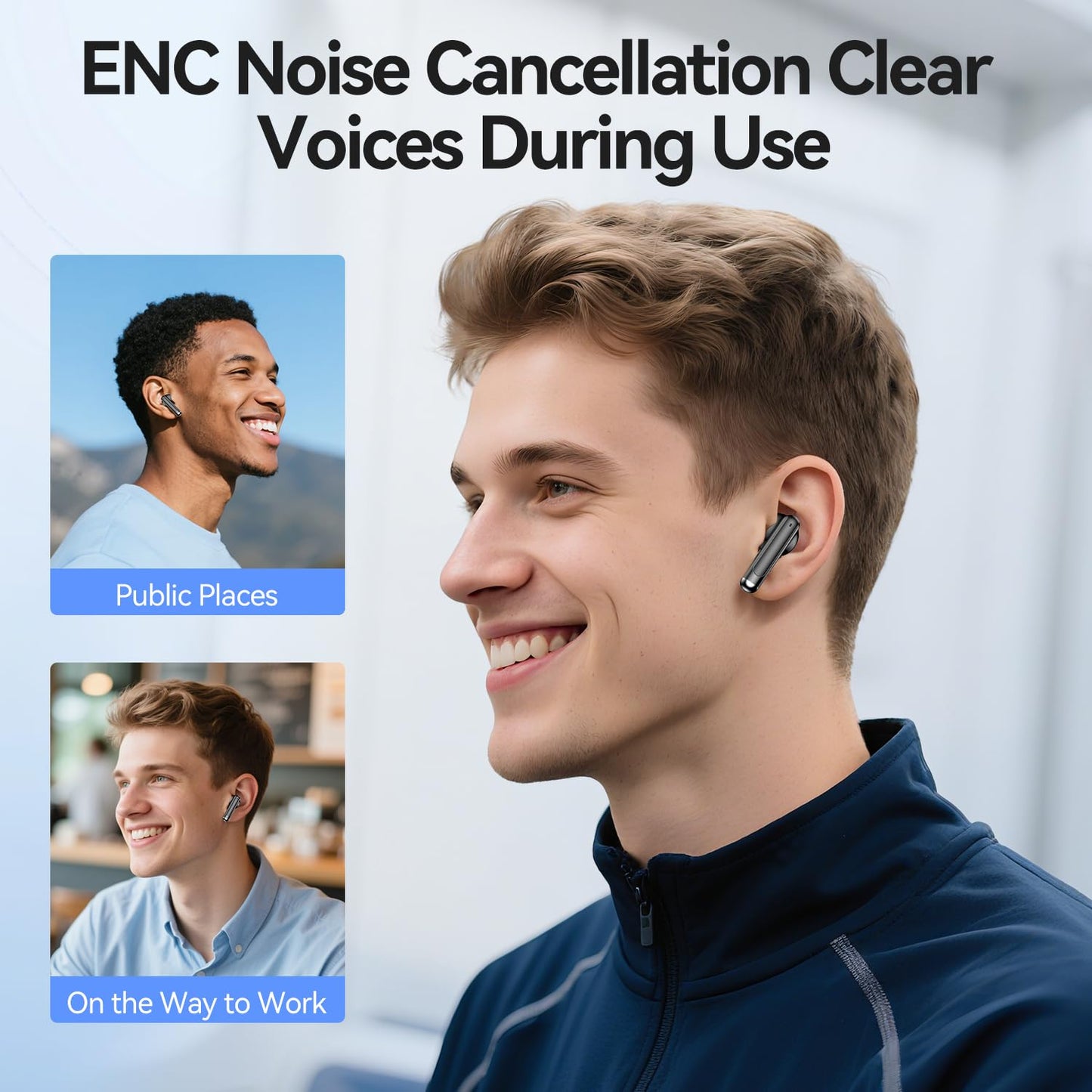 Wireless Earbuds, Bluetooth 5.4 in-Ear Headphones Wireless Bluetooth with ENC 4 Mics, Bluetooth Earbuds 50 Hour Noise-Cancelling Ear Buds with LED Indicator, IPX7 Waterproof for Sports/Work Black