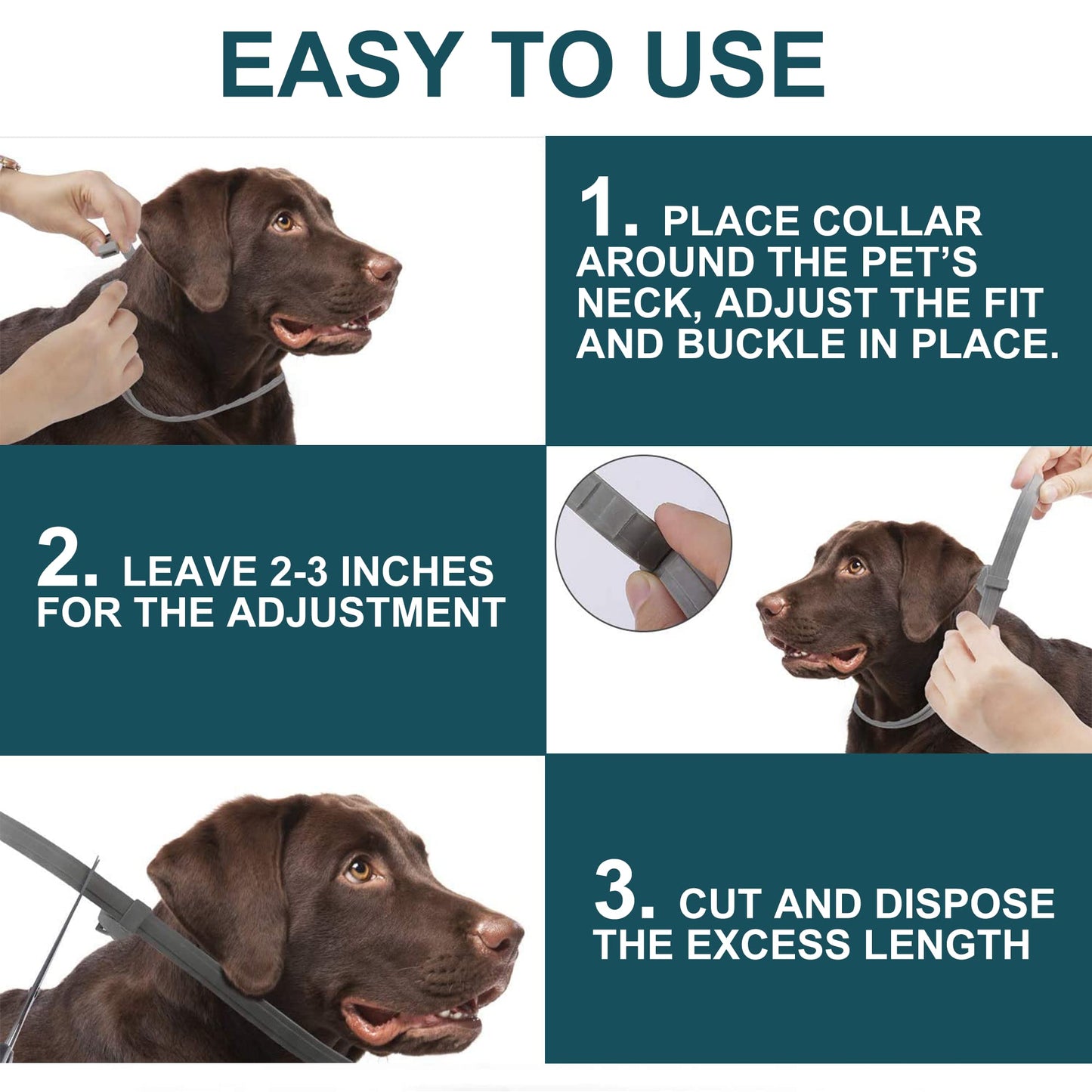 2 Pack Adjustable Collars for Dog, Prevention for 16 Months, Waterproof, 63.5cm for Small, Medium and Large Dogs, Over 7 Weeks Old Use - Available at All In One Marketplace Canada