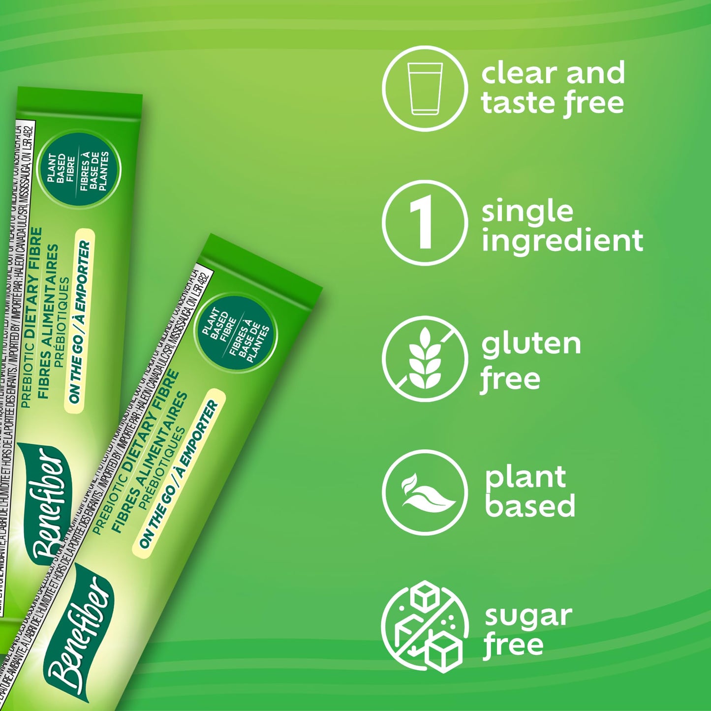 Benefiber Prebiotic Fibre Supplement Powder, Promotes Good Gut Health, Unflavoured & Completely Clear, Dissolves in Drinks & Food, Plant‑Based, Sugar‑Free, Gluten‑Free, Non-GMO, Daily Soluable Fibre Supplement, (28 Stick Packs) - Available at All In One Marketplace Canada