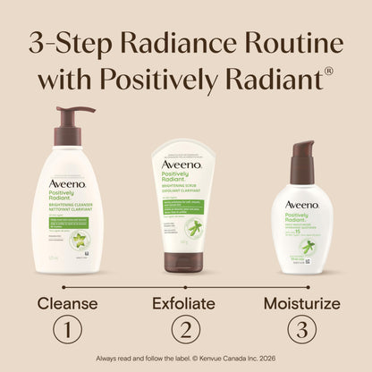 Aveeno Positively Radiant Daily Moisturizer SPF 15 - Face Lotion with Soy Formula for Dry Skin, Hypoallergenic & Oil-Free Lotion, Evens Tone & Texture, Non-Comedogenic Moisturizer for Face 120 mL