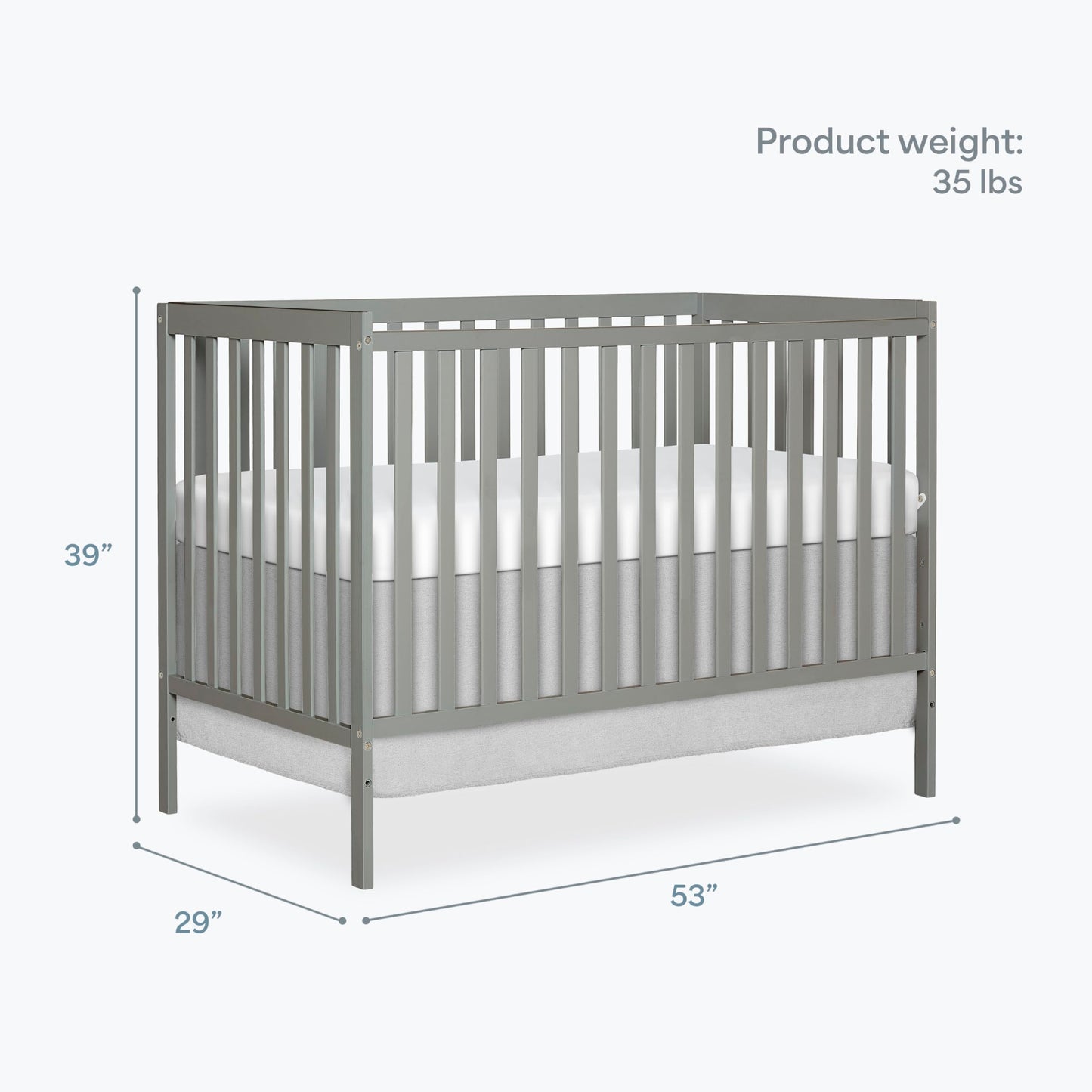 Dream On Me Synergy 5-in-1 Convertible Crib in Cool Grey, Greenguard Gold Certified, BSA Certified, 3 Mattress Height Settings, Classic Nursery Furniture 🍁 All In One Marketplace Canada