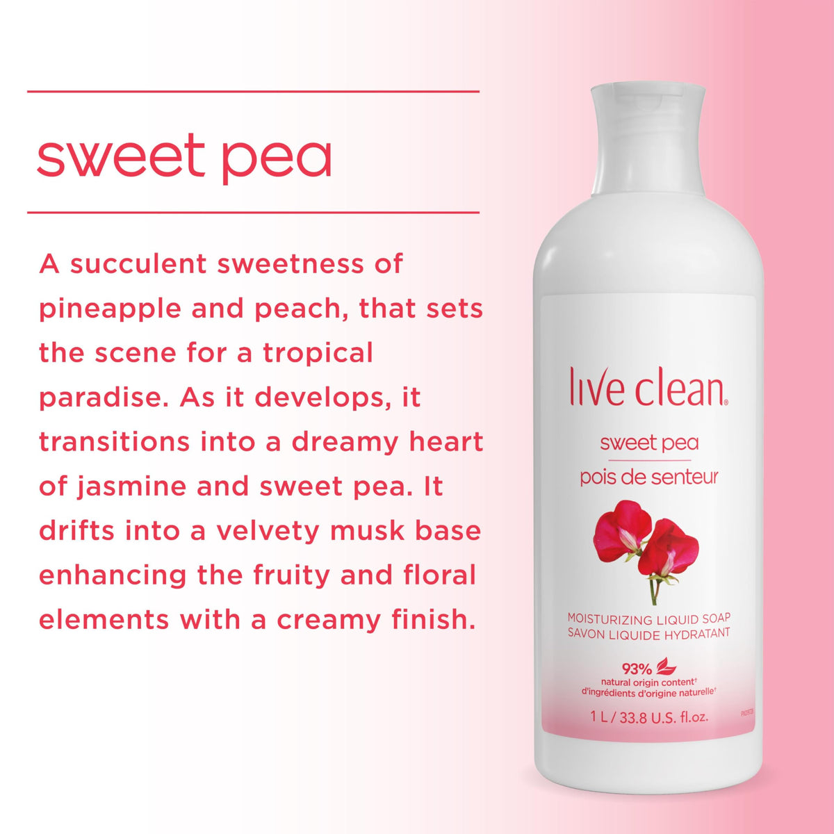 Live Clean Sweet Pea Moisturizing Liquid Hand Soap Refill, 4 Count (Packaging May Vary)
