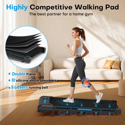Walking Pad with 9% Incline, FOUSAE 3 in 1 6.2 MPH Treadmill for Home with Double Frame 330 LB Weight Capacity, 2.5 HP Under Desk Walking Pad Treadmill with 12 HIIT Programs, Magnetic Remote Control - Available at All In One Marketplace Canada