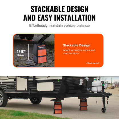 VEVOR Trailer Jack Block, 6000 lbs Capacity per RV Leveling Block, Polypropylene RV Camper Stabilizer Blocks, RV Travel Accessories Use for Any Tongue Jack, Post, Foot, 5th Wheels, 4-Pack VEVOR