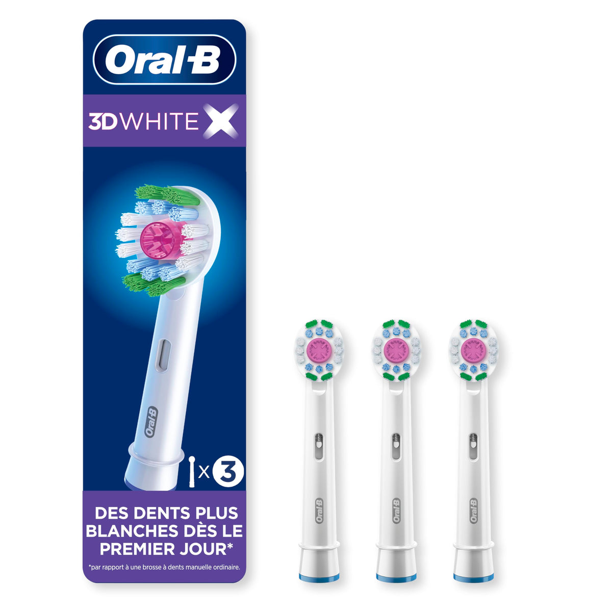 Oral-B 3D White X-Filament Replacement Brush Heads, 3 Count