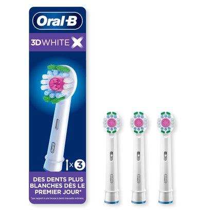 Oral-B 3D White X-Filament Replacement Brush Heads, 3 Count