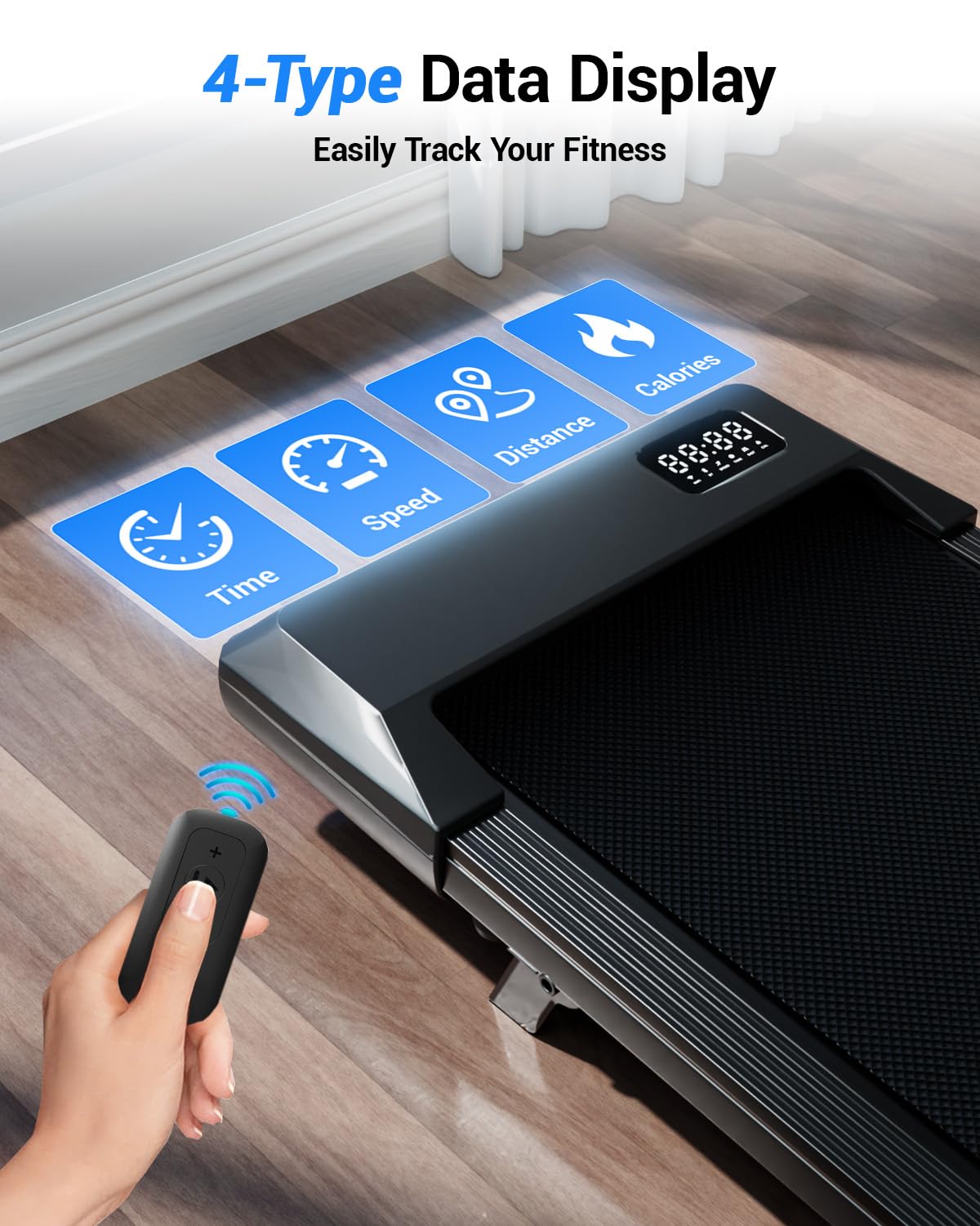 Superun Walking Pad,6% Manual Incline Walking Pad Treadmill,Under Desk Treadmill for Home Office, with App & Remote,2.5HP Quiet,LED Display,300 lbs Capacity Superun