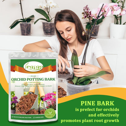 Legigo 2 litres Organic Orchid Potting Bark- All Natural Orchid Bark Potting Mix Pine Bark Wood Chips for Houseplant Mulch, Plants Root Development