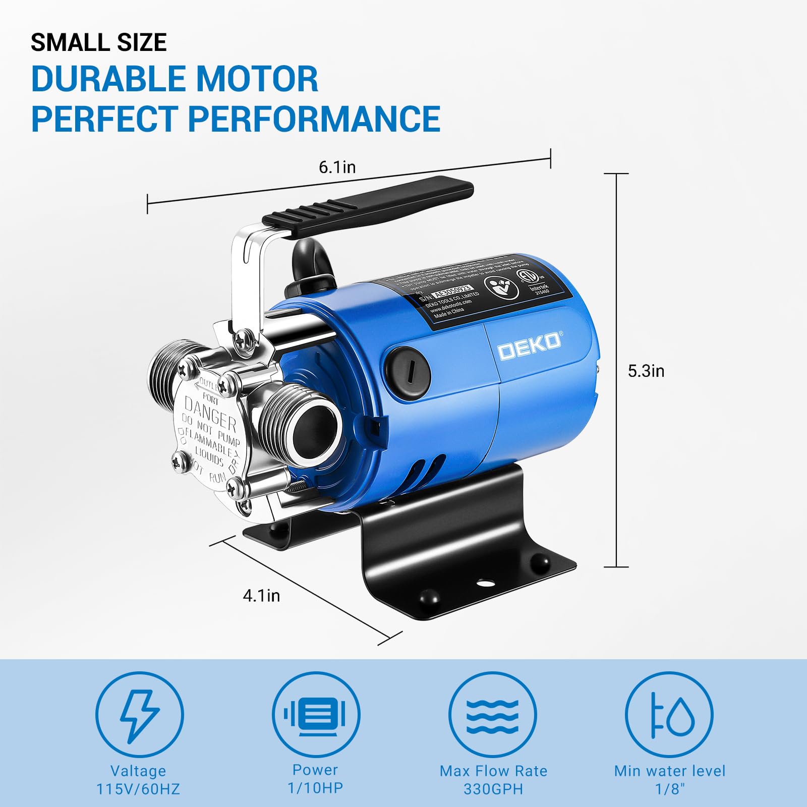 Water Transfer Pump: DEKOPRO Transfer Pump Electric Water Pump Utility Pump Rain Barrel Garden Hose Pump 115V - Available at All In One Marketplace Canada