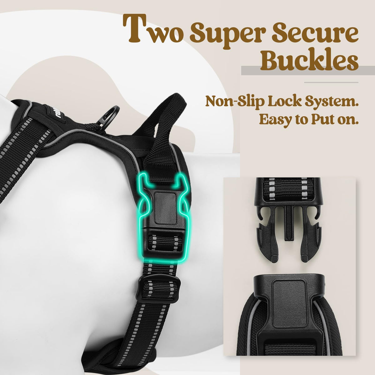 rabbitgoo Dog Harness, No Pull Medium Breed with 2 Leash Clips, Pet Vest
