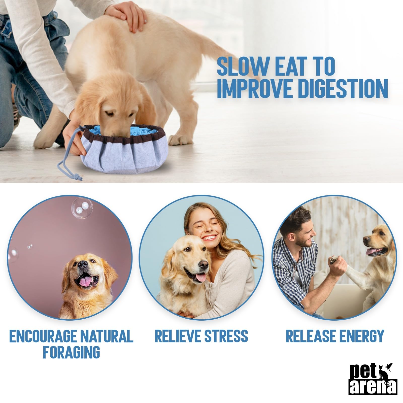PET ARENA Adjustable Snuffle mat for Dogs, Dog Puzzle Toys, Enrichment Pet Foraging mat for Smell Training and Slow Eating, Stress Relief Interactive Dog Toy for Feeding, Dog Mental Stimulation Toys - Available at All In One Marketplace Canada
