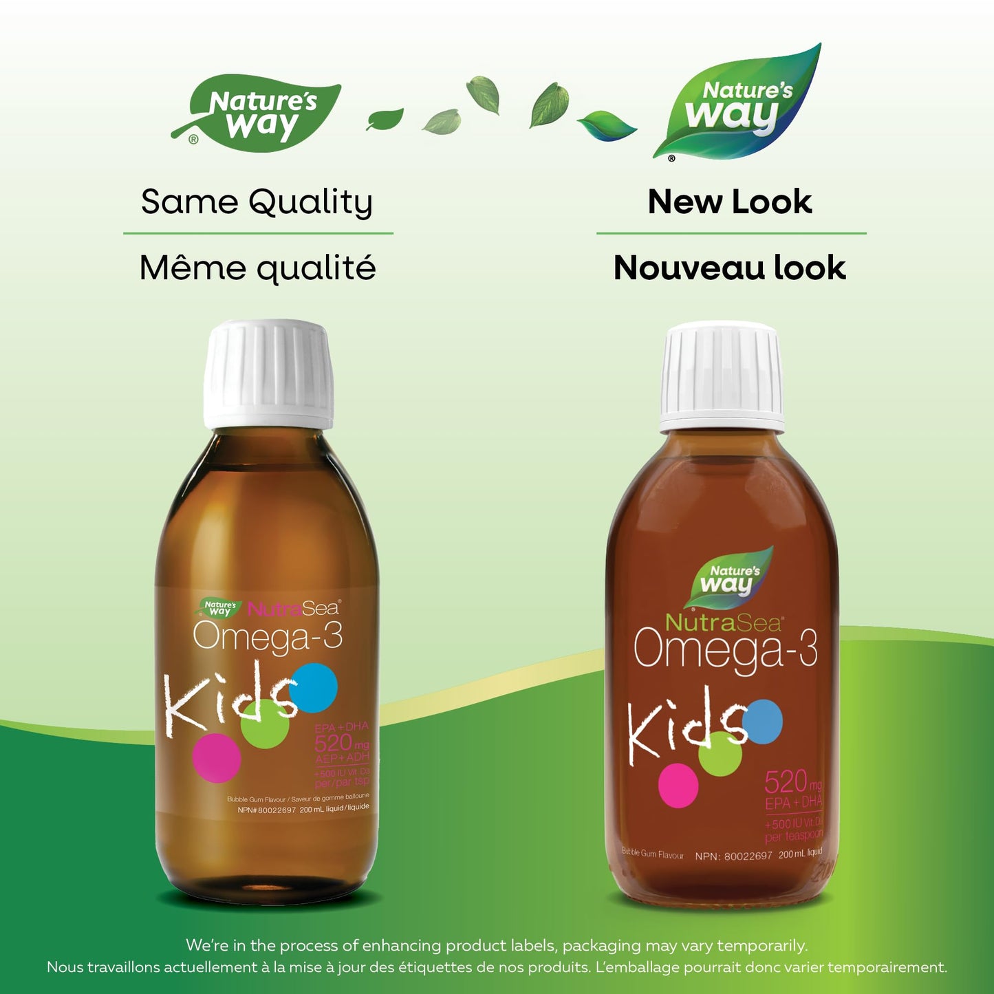 Nature's Way NutraSea Kids Omega 3 + Vitamin D Fish Oil Liquid Supplement for Kids Ages 1 to 14 – Bubblegum Flavour – Brain, Eye & Bone Support – EPA & DHA + GLA + D3, 200 mL - Available at All In One Marketplace Canada