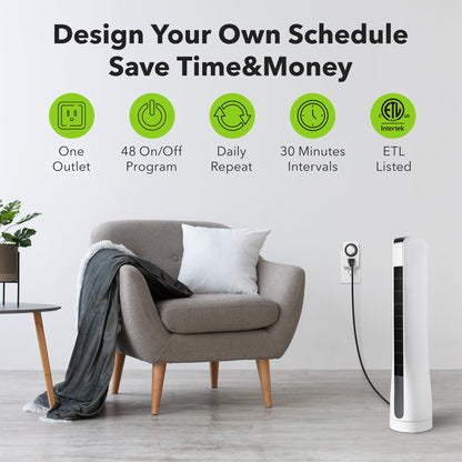 BN-LINK BND-60/U47 Indoor Mini 24-Hour Mechanical Outlet Timer, 3-Prong, 2-Pack - Available at All In One Marketplace Canada