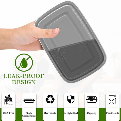 Meal Prep Containers Reusable 38oz - Food Containers with Lids 50 Pack, Disposable to Go Containers, Leakproof Food Prep Containers, Stackable, Takeout, BPA-Free, Microwave/Freezer Safe - Available at All In One Marketplace Canada