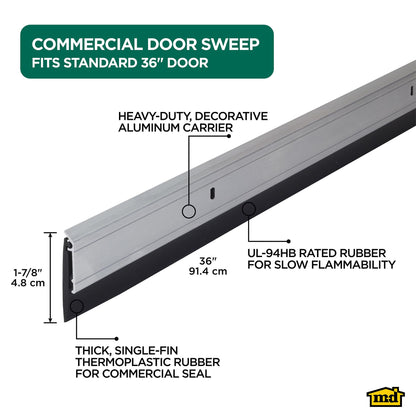 M-D Building Products 68247 1-1/4-Inch EPDM 36-Inch DB006 Commercial Grade Door Sweep, Mill - Model Name