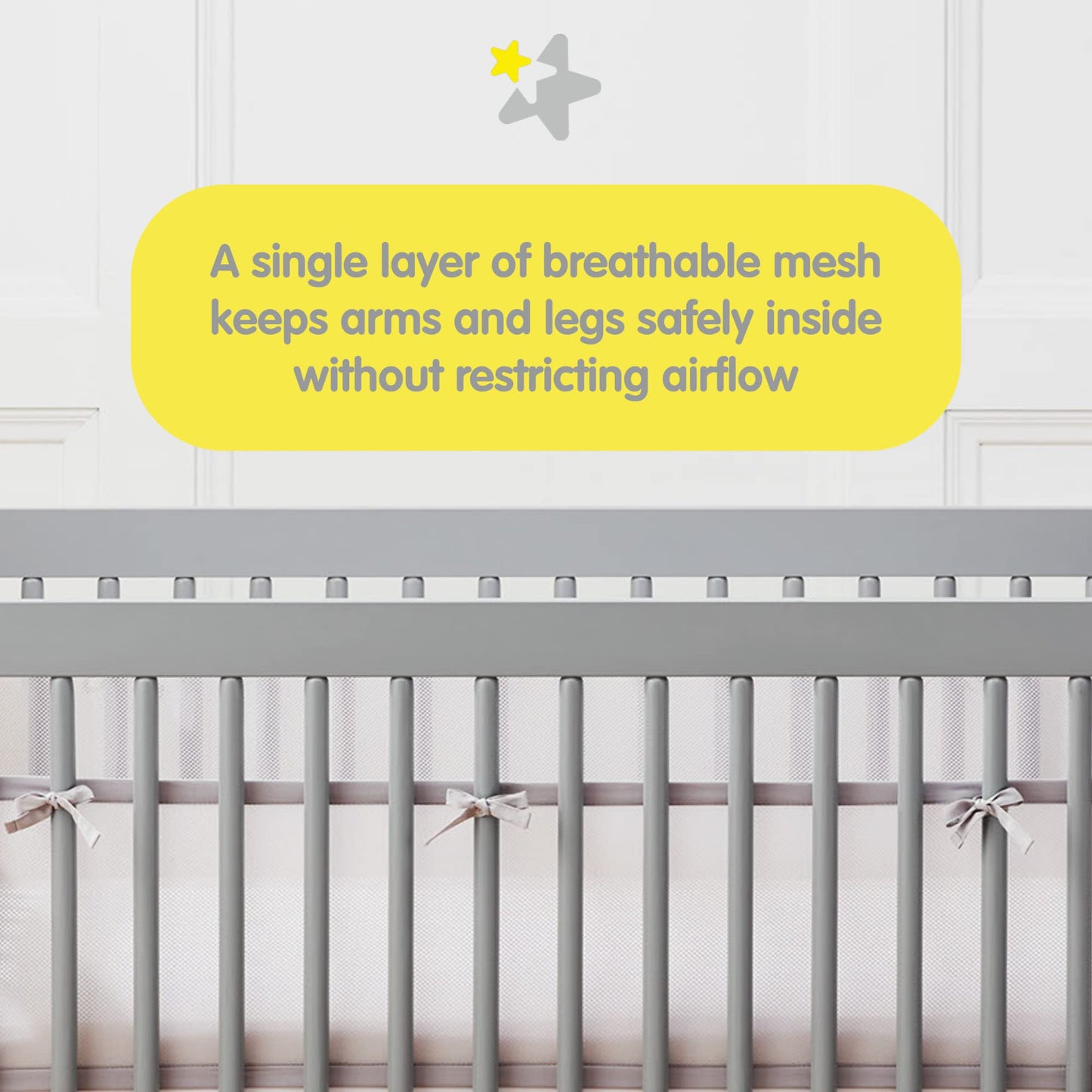 BreathableBaby Breathable Mesh Liner for Full-Size Cribs, Classic 3mm Mesh, White (Size 4FS Covers 3 or 4 Sides) 🍁 All In One Marketplace Canada