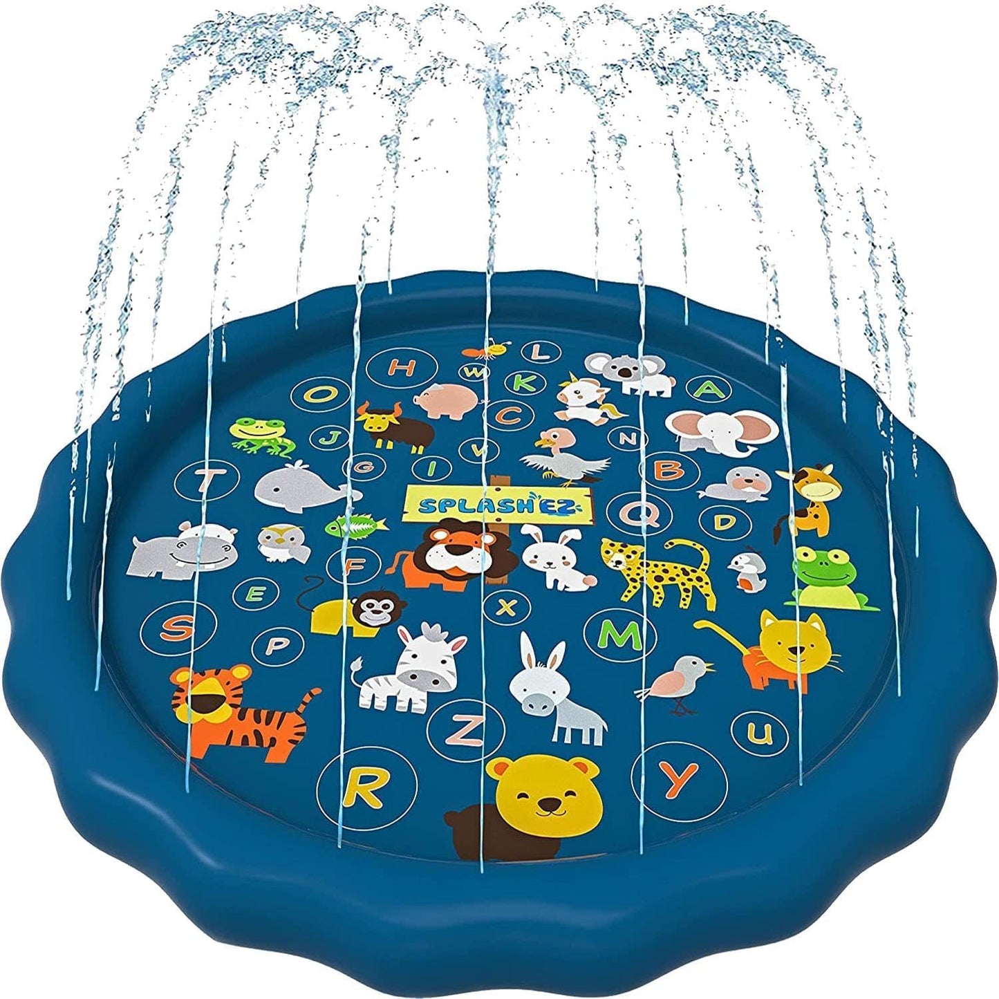 SplashEZ 3-in-1 Splash Pad, Sprinkler for Kids, and Wading Pool for Learning – Children’s Sprinkler Pool, 60’’ Inflatable Water Toys – “from A to Z” Outdoor Swimming Pool for Babies and Toddlers