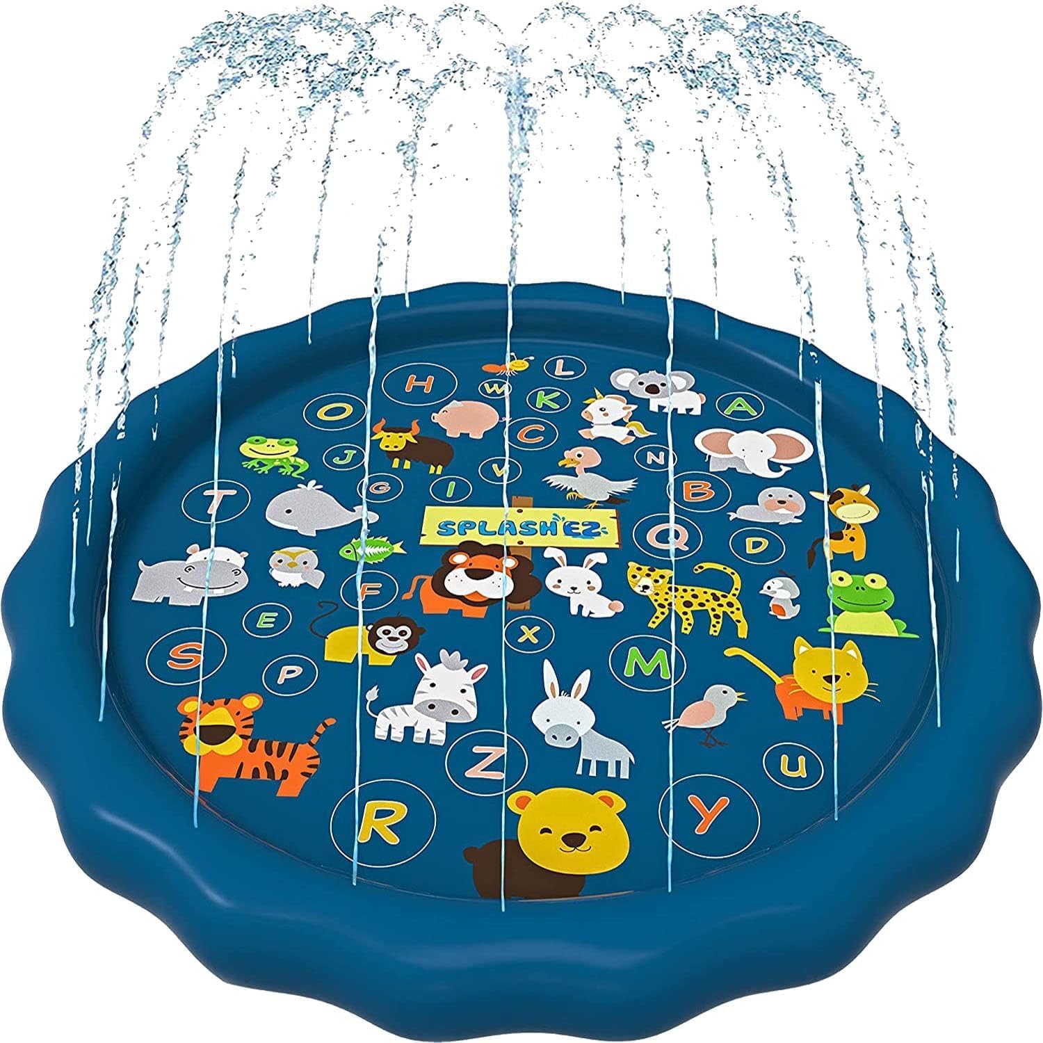 SplashEZ 3-in-1 Splash Pad, Sprinkler for Kids, and Wading Pool for Learning – Children’s Sprinkler Pool, 60’’ Inflatable Water Toys – “from A to Z” Outdoor Swimming Pool for Babies and Toddlers