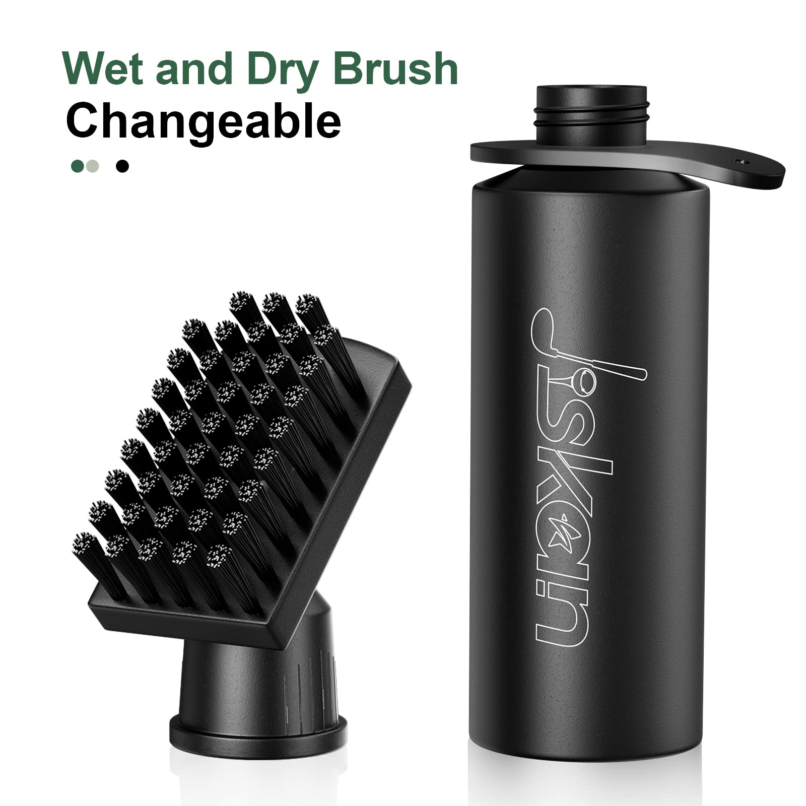 Jiskan Pro Golf Club Brush Cleaner with Retainer Clip and Squeeze Water Bottle 7.5 Inches Holds 4 Ounces of Water, Essentials Golf Accessories for Men Best Gifts for Men