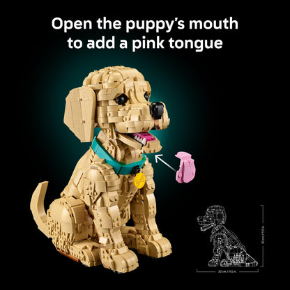 LEGO Icons Golden Retriever Puppy Building Set for Adults, Ages 18+ - Decor for Home, Bedroom, or Book Shelf - Gifts for Women & Men - Posable Dog Figure - 11384 LEGO