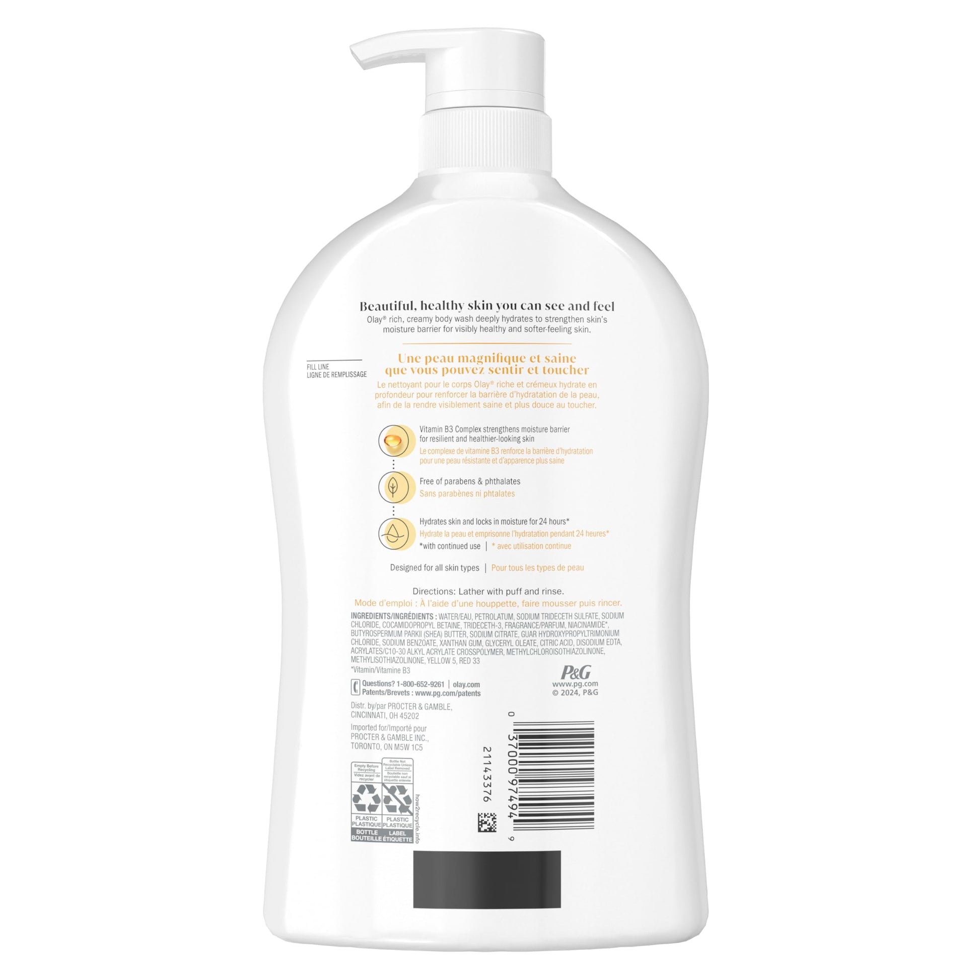 Olay Ultra Moisture Body Wash with Shea Butter, Free from Parabens, 975 ml Olay