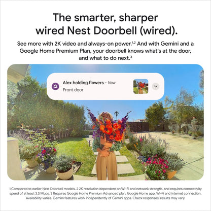 Google Nest Doorbell (Wired, 3rd gen)- 2K Video and Gemini - Linen 🍁 All In One Marketplace Canada