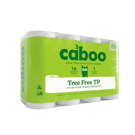 Caboo Tree-Free Toilet Paper, Septic Safe Bath Tissue, Eco Friendly Soft 2 Ply Sheets, 300 Sheets Per Roll, 16 Double Rolls - Available at All In One Marketplace Canada