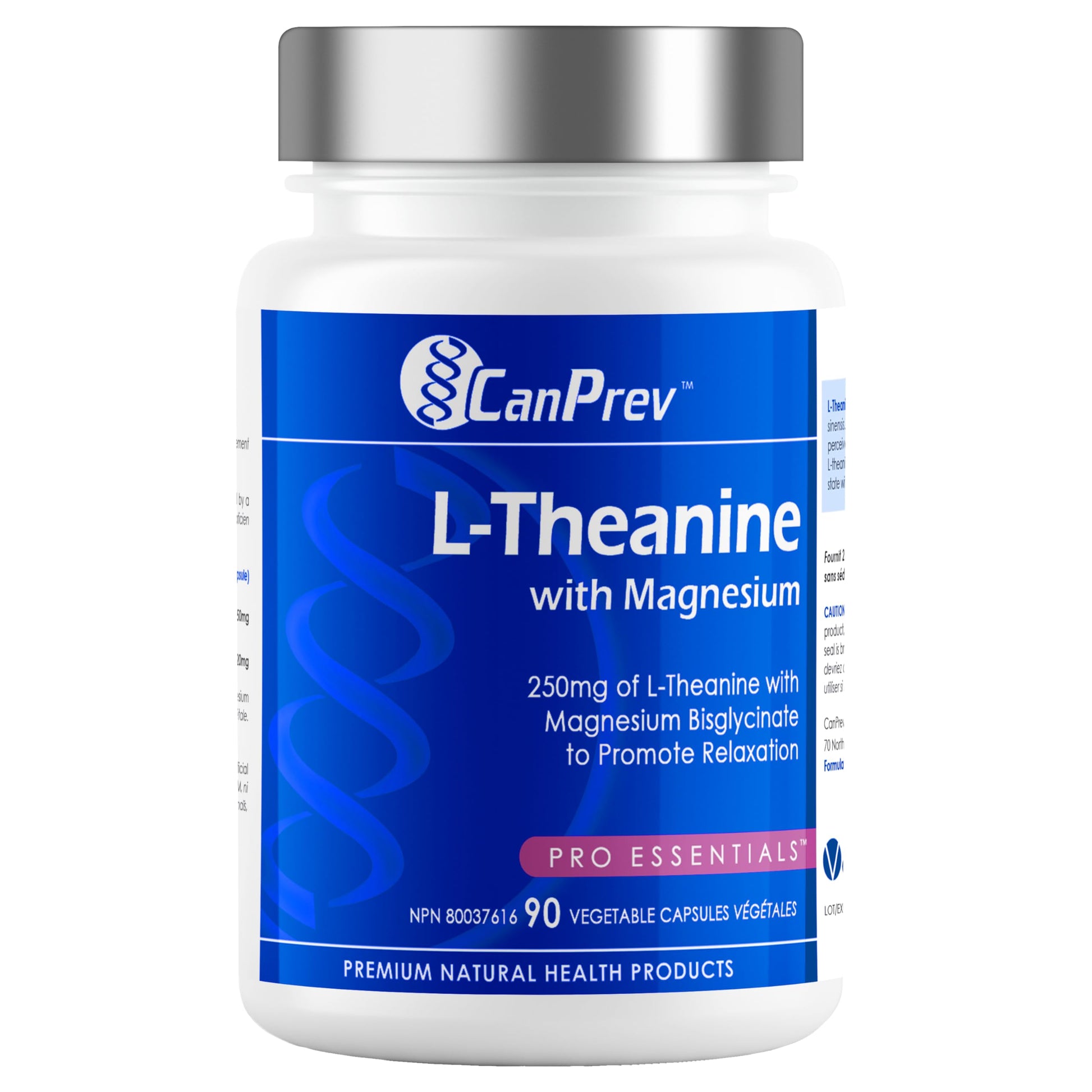 CanPrev L-Theanine with Magnesium, 90 Capsules 90-Day Supply - Promote Relaxation and Calmness - Without Drowsiness - Synergistic Blend for Well-being Management - Vegan, Non-GMO and Gluten-Free - Available at All In One Marketplace Canada