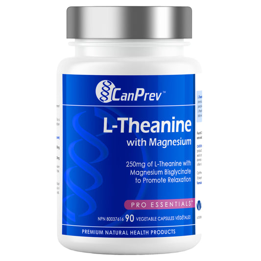 CanPrev L-Theanine with Magnesium, 90 Capsules 90-Day Supply - Promote Relaxation and Calmness - Without Drowsiness - Synergistic Blend for Well-being Management - Vegan, Non-GMO and Gluten-Free - Available at All In One Marketplace Canada