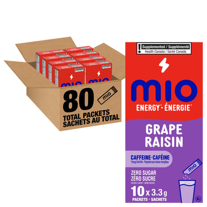 mio Energy Grape Energy Drink Mix, 80 per Case, 8 Boxes of 10 Packets Mio Energy