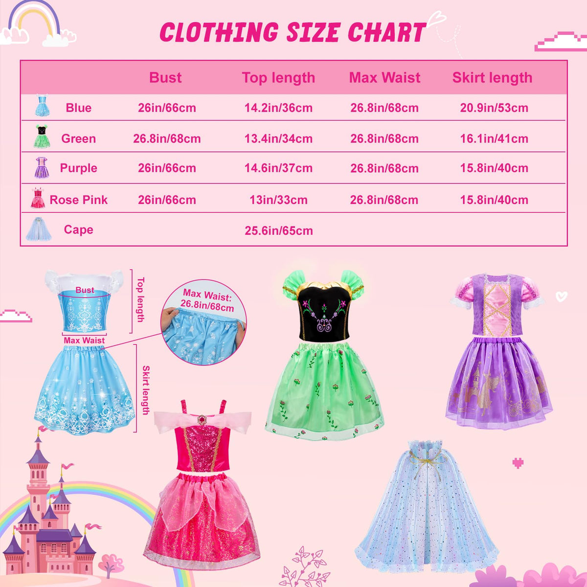 Meland Princess Dress Up for Girls 3-8, Kids Costume with Cape & Toy 🍁 All In One Marketplace Canada