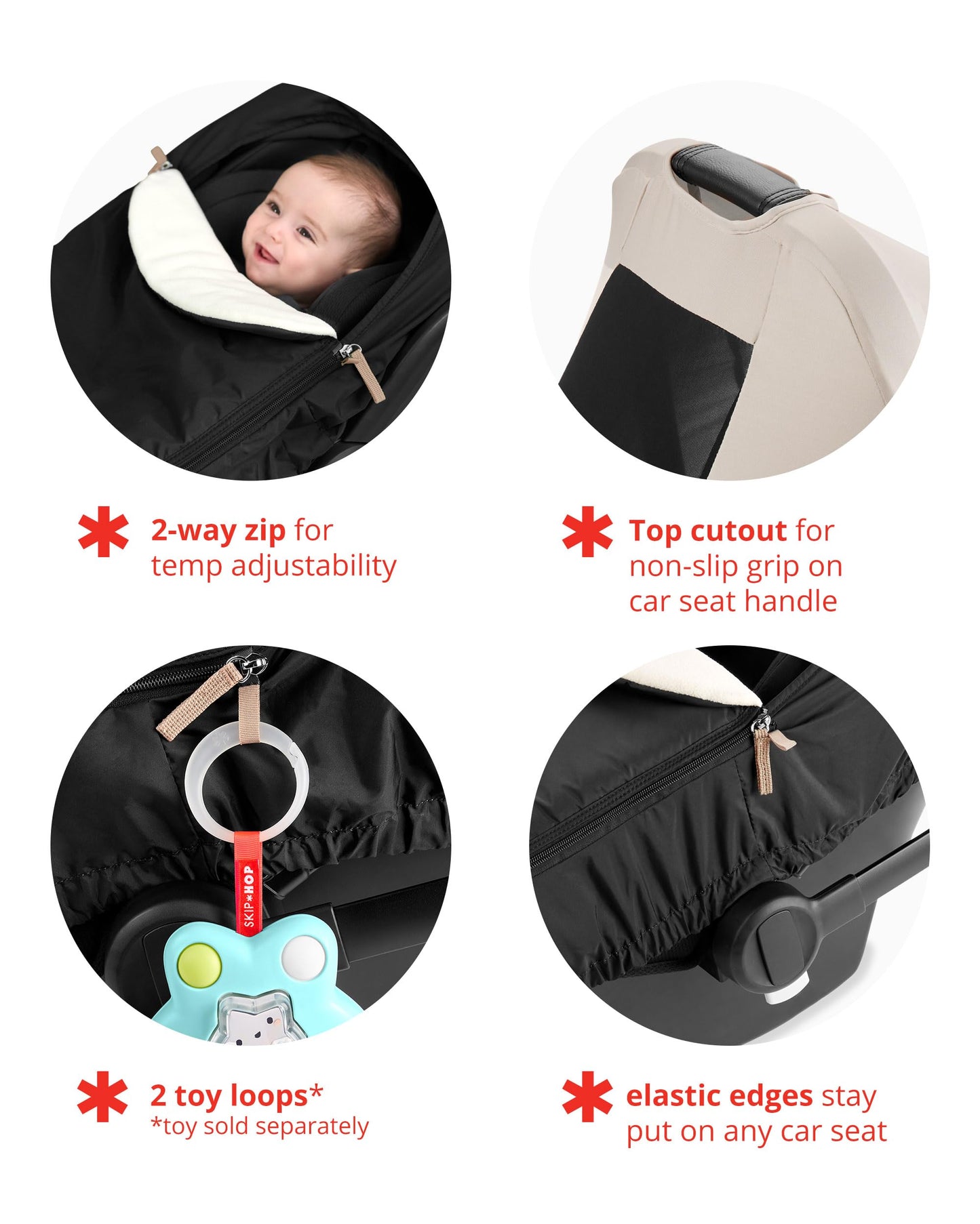 Skip Hop All Seasons Baby Car Seat Cover 4 in 1 Universal Fit with UPF40+ Sunshade and Water Resistant Fabric Oat 🍁 All In One Marketplace Canada