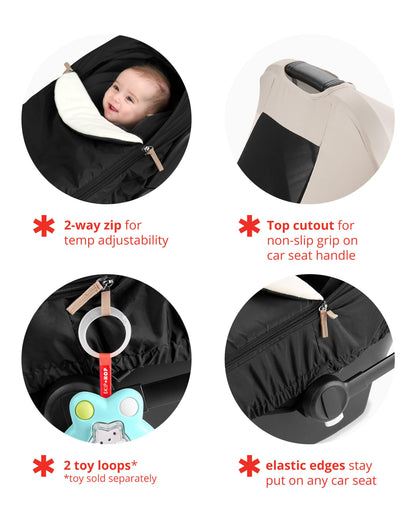 Skip Hop All Seasons Baby Car Seat Cover 4 in 1 Universal Fit with UPF40+ Sunshade and Water Resistant Fabric Oat 🍁 All In One Marketplace Canada