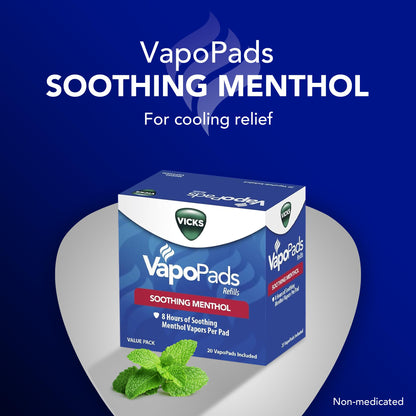 Vicks VapoPads Original Menthol Scent 20 Pad Refill Pack, White, 20 Count Vicks