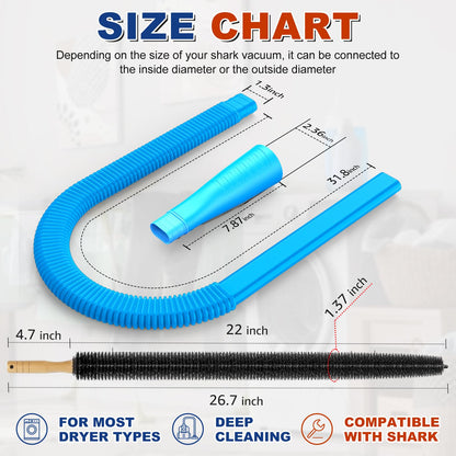 Sealegend 2 Pieces Dryer Vent Cleaning Kit, Flexible Lint Vacuum Hose Attachment and Lint Brush Lint Remover Power Washer, Blue - Available at All In One Marketplace Canada