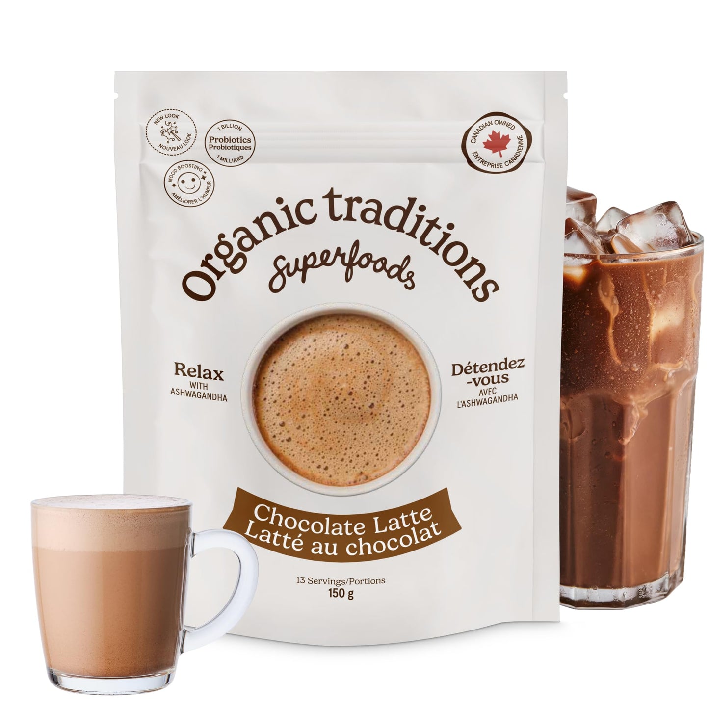 Organic Traditions Superfood Chocolate Latte Powder, Instant Blend, 5.3oz 🍁 All In One Marketplace Canada