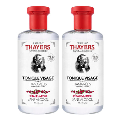 Thayers Alcohol-Free Rose Petal Witch Hazel Facial Toner, Soothing and Hydrating, for All Skin Types, Including Sensitive, Alcohol Free, VALUE Duo Pack (2 x 355mL)