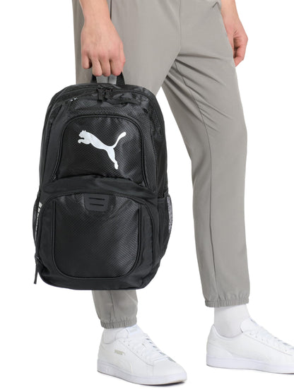 PUMA unisex adult Evercat Contender Backpack, Black/Silver, One Size US