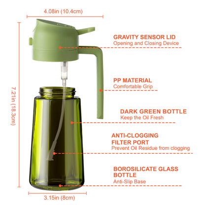 CXINYI 16oz/470ml Olive Oil Dispenser Bottle with Stickers - 2 in 1 Olive Oil Spray Bottle, Air Fryer & Salad, Light-Proof Glass Kitchen Gadgets, Black&Green - Available at All In One Marketplace Canada
