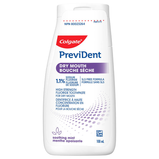 Colgate PreviDent Dry Mouth Toothpaste - Mint, 100mL - Fluoride Enamel Protection, Dry Mouth Teeth Relief, Travel Size - Dentifrice for Daily Oral Care 🍁 All In One Marketplace Canada