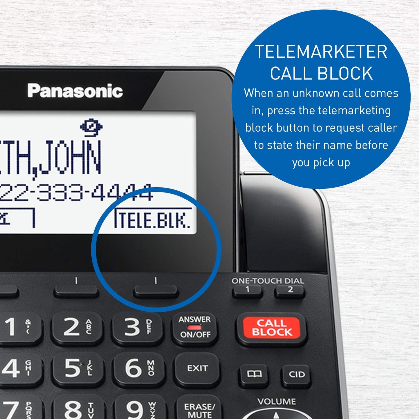 Panasonic DECT 6.0 2-in-1 Corded/Cordless Phone with Answering Machine, Advanced Call Block (1,000 Numbers), and Talking Caller ID - 1 Cordless Handset - KX-TGF870CB, Black Panasonic