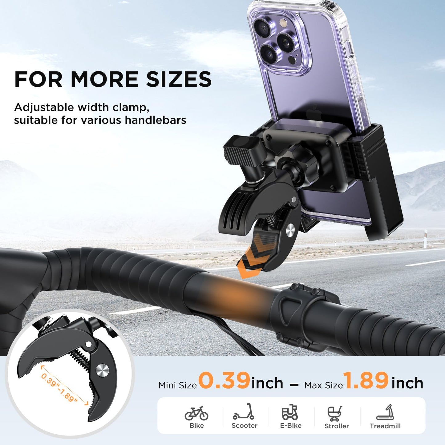 Miracase Bike Motorcycle Phone Holder, [1s Quick Lock] Bicycle Phone Mount Handlebar Cell Phone Clamp for Scooter, Compatible with iPhone Samsung Google