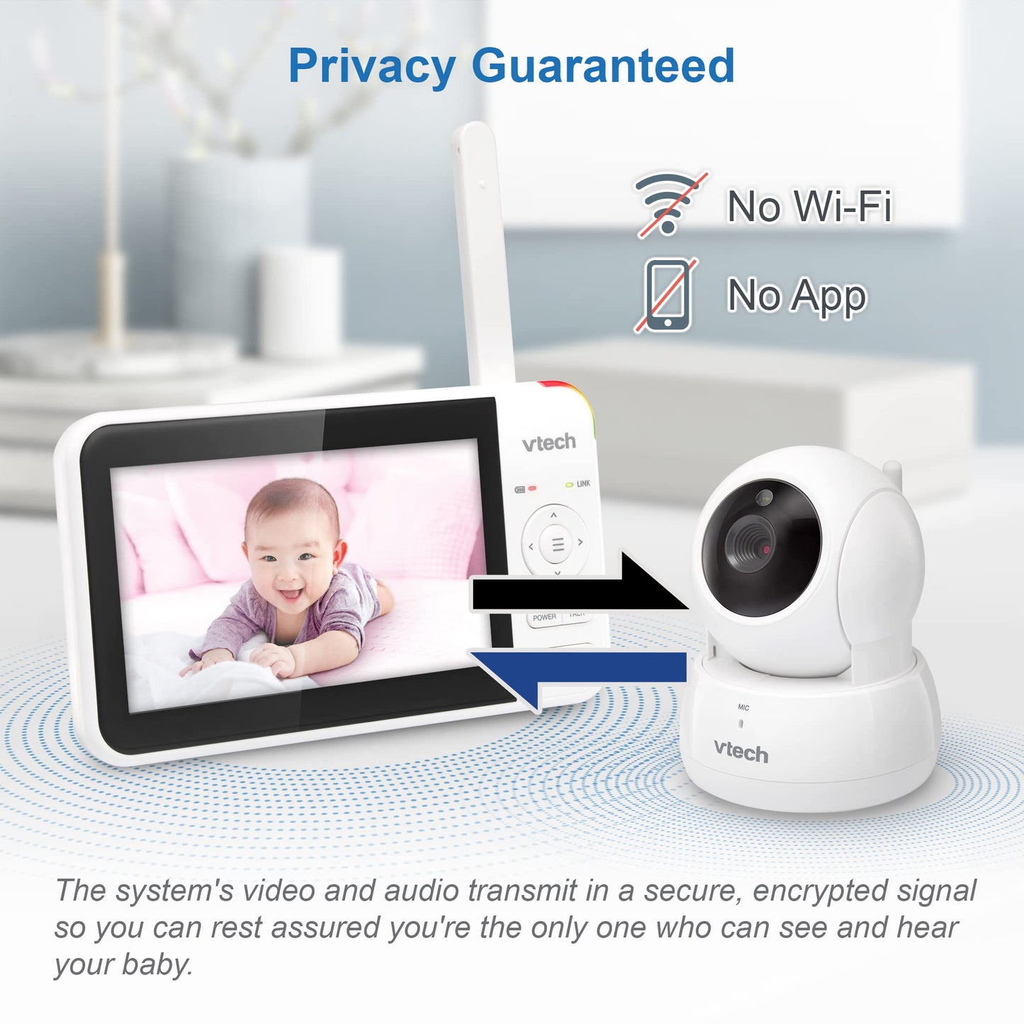 VTech VM924-2 Pan & Tilt Video Baby Monitor with 2 Cameras, 5" LCD Screen, Up to 17 Hrs Video Battery Life(2600 mAh), 1.33x Zoom, Night Vision, Best-in-Class 1000ft Range, Soothing Sounds, 2-Way Talk 🍁 All In One Marketplace Canada