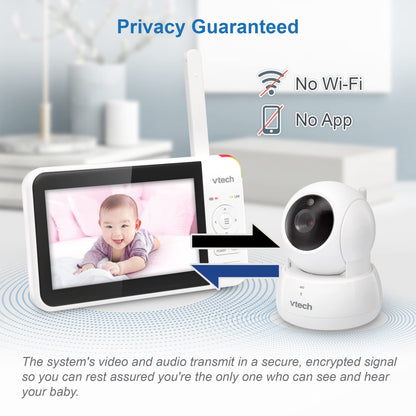 VTech VM924 Pan & Tilt Video Baby Monitor, 5" LCD Screen, Up to 17 Hrs Video Battery Life, Plug & Play, 1.33x Zoom, Night Vision, Up to 1000ft Range, Soothing Sounds, 2-Way Talk, Secured Transmission 🍁 All In One Marketplace Canada