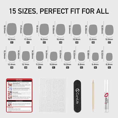 Curvlife 30pcs Short Press On Nails, Shining Stick on Fake Nails Design Glossy Acrylic Nails Tips Glue on Square Press on Nails For Women False Nail Kit With Nail Glue (French Gradient Pink) - Available at All In One Marketplace Canada