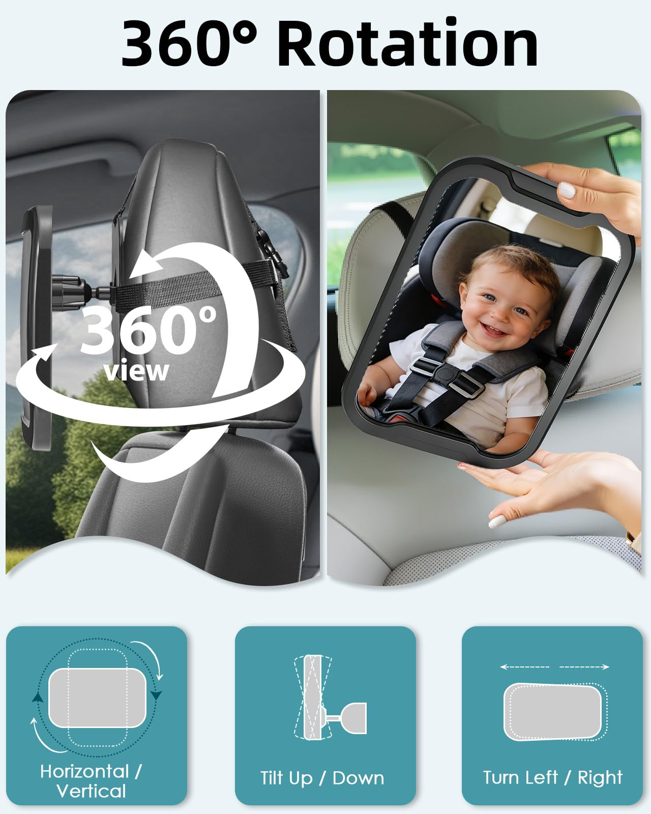 Zacro Baby Car Mirror, Shatter-Proof Acrylic Baby Mirror for Car, Rearview Baby Mirror-Easily to Observe The Baby's Every Move, Safety and 360 Degree Adjustability