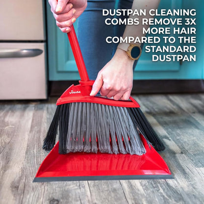 Vileda Pet Pro Broom with Step-On Dustpan and 3-Piece Handle | Remove 99% Dust and Dirt in One Sweep - Available at All In One Marketplace Canada