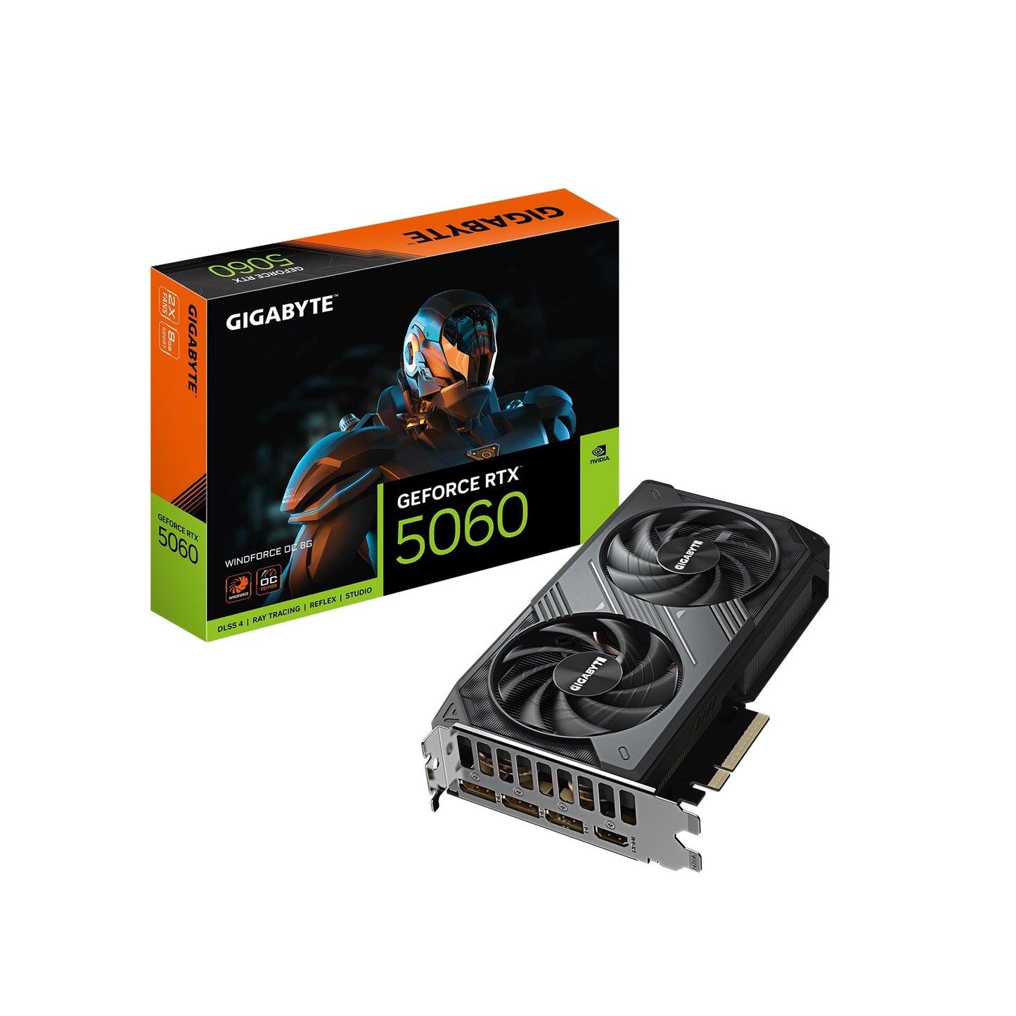 GIGABYTE GeForce RTX 5060 WINDFORCE OC 8G Graphics Card, 8GB 128-bit GDDR7, PCIe 5.0, WINDFORCE Cooling System, GV-N5060WF2OC-8GD Video Card GIGABYTE