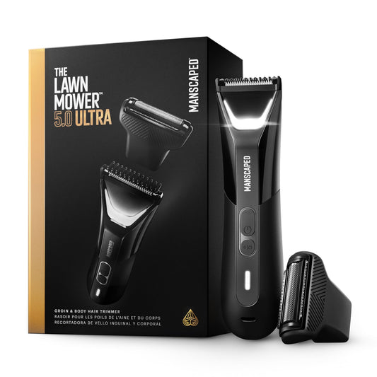 MANSCAPED® The Lawn Mower® 5.0 ULTRA Groin & Body Hair Trimmer – Dual-Head SkinSafe® Trimmer & Foil Blades, Waterproof Wet/Dry Groomer, USB-C Rechargeable with Travel Case, Men’s Ball Shaver, Black - Available at All In One Marketplace Canada