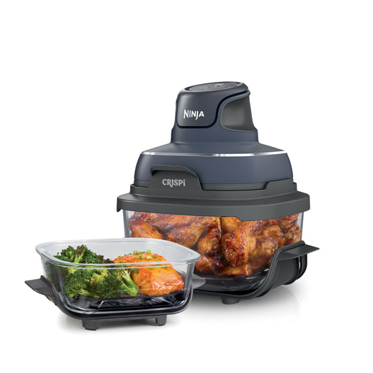 Ninja Crispi Portable Glass Air Fryer Cooking System – 4-Qt & 6-Cup CleanCrisp Containers, Nontoxic, Leak-Proof, Dishwasher Safe – Air Fry, Bake, Max Crisp, Recrisp FN101CGY (Canadian Version) - Available at All In One Marketplace Canada